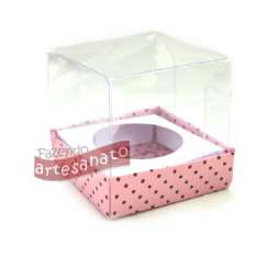 Foto Caixa Cupcake N 1 - 1 Cavidade Decorada-Rosa Cl Com Marrom